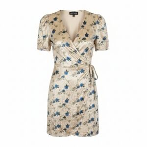 Current Mood Velvet Floral Mini Dress in Gold and Blue